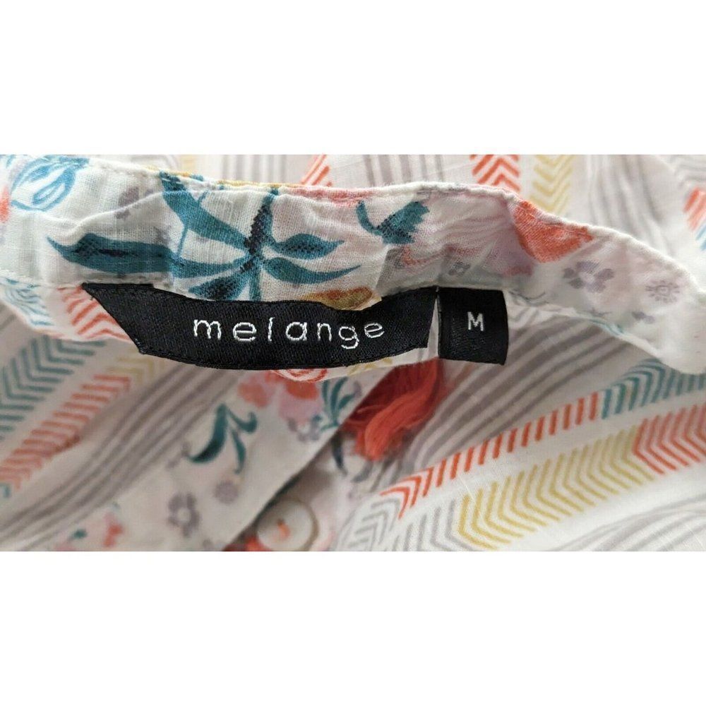 Melange Womens Size Medium Multicolor 3/4 Sleeve Split Neck Fit & Flare Dress - Picture 9 of 11
